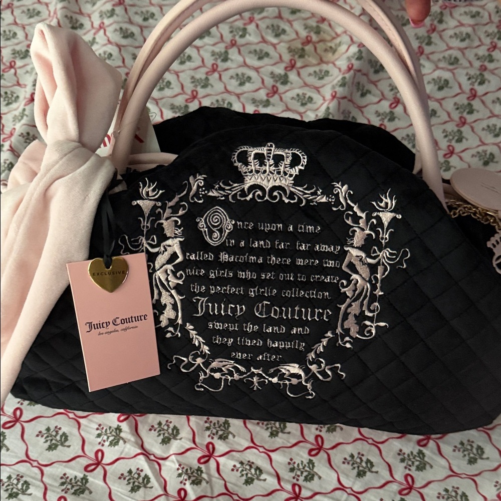 Juicy Couture Black and Pink Quilted Shoulder Bag
